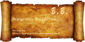 Burgreth Bojána névjegykártya